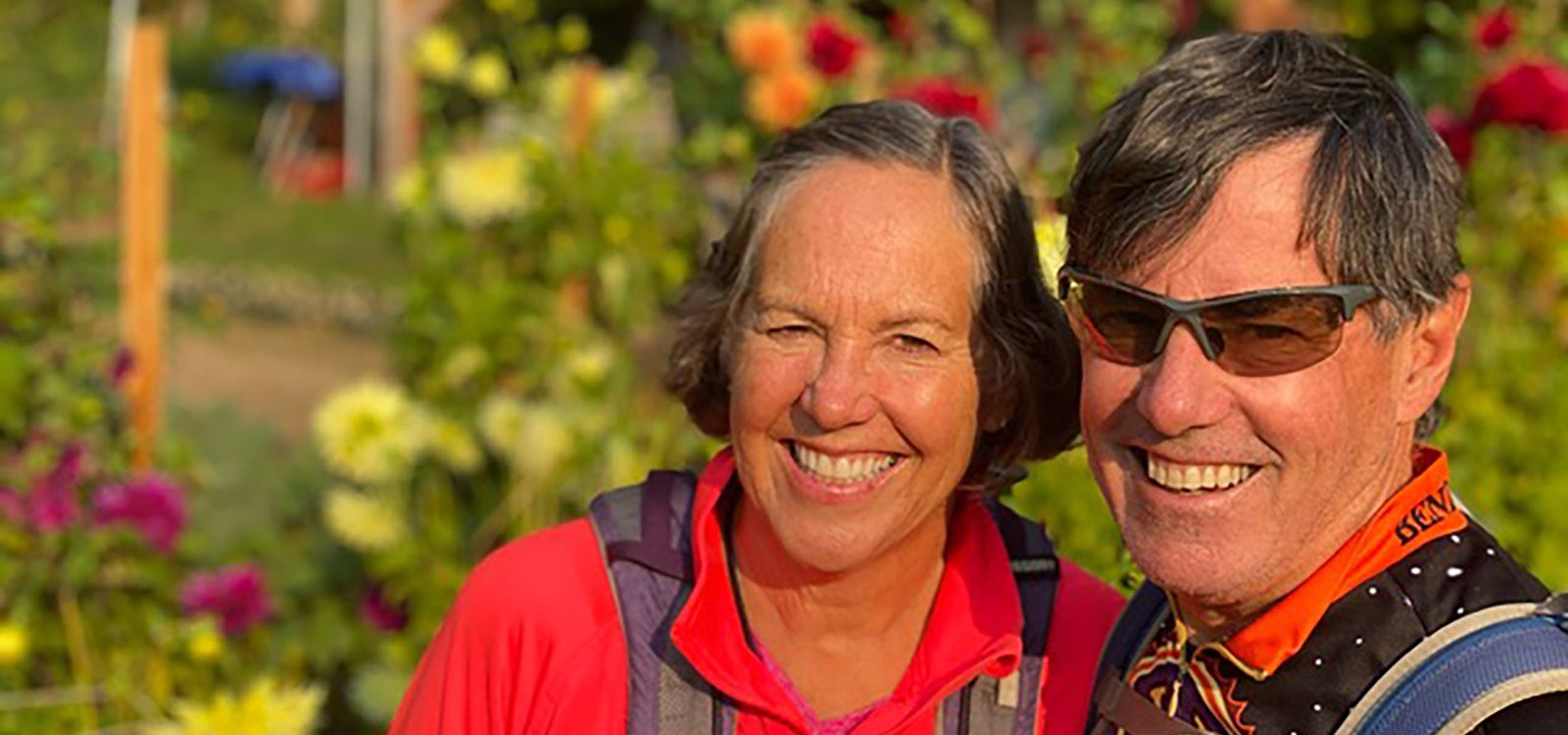 Cindy and Rob Shurtleff take a break while biking in remote Stehekin, Washington, in 2022.