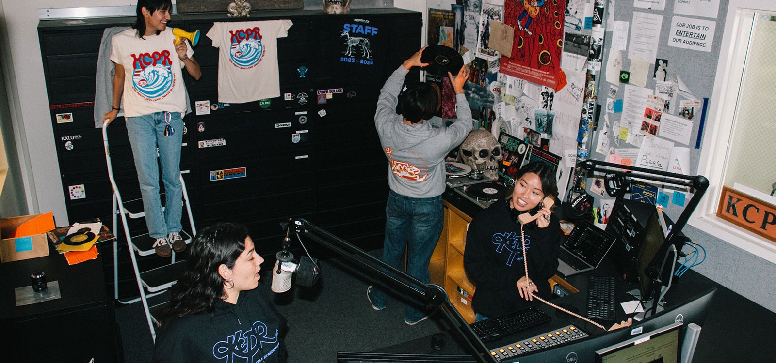 Students at work in the KCPR studio