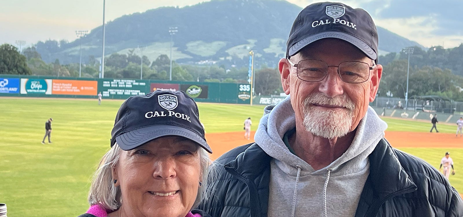 Kevin and Vickie Schindler at a Cal Poly baseball game
