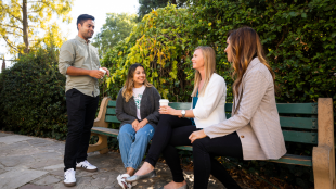 Stedents speak to industry reps on campus