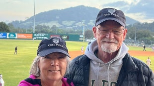 Kevin and Vickie Schindler at a Cal Poly baseball game