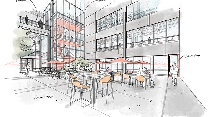 Sketch of planned Kennedy Library courtyard