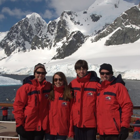 Cindy, Katie, Kyle and Rob Shurtleff visit the Antarctic Peninsula.  
