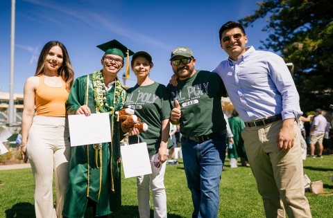 Cal Poly graduate with family at Commencement