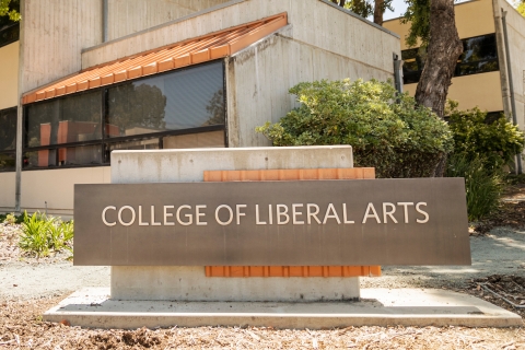 College of Liberal Arts sign in front of building