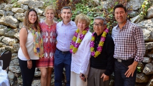 Smiling photo of six members of the Sakamoto family