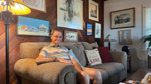 RONALD ALLEN, CAL POLY ALUMNUS, AT HIS HOME IN VENTURA, CA