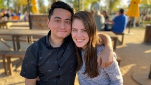 portrait of Ian Alexander with his arm around Jessie Becker Alexander