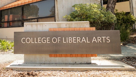 College of Liberal Arts sign in front of building